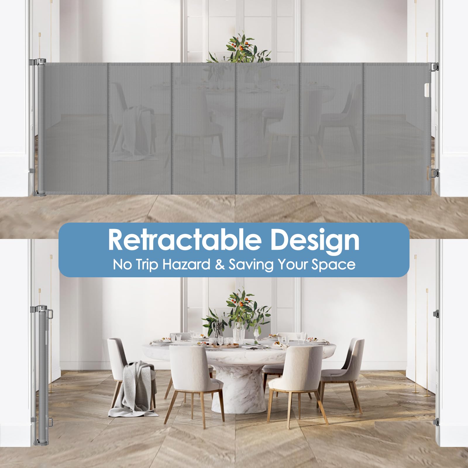 Borthmiu doorway installation shown indoors, versatile for stairs or deck use.