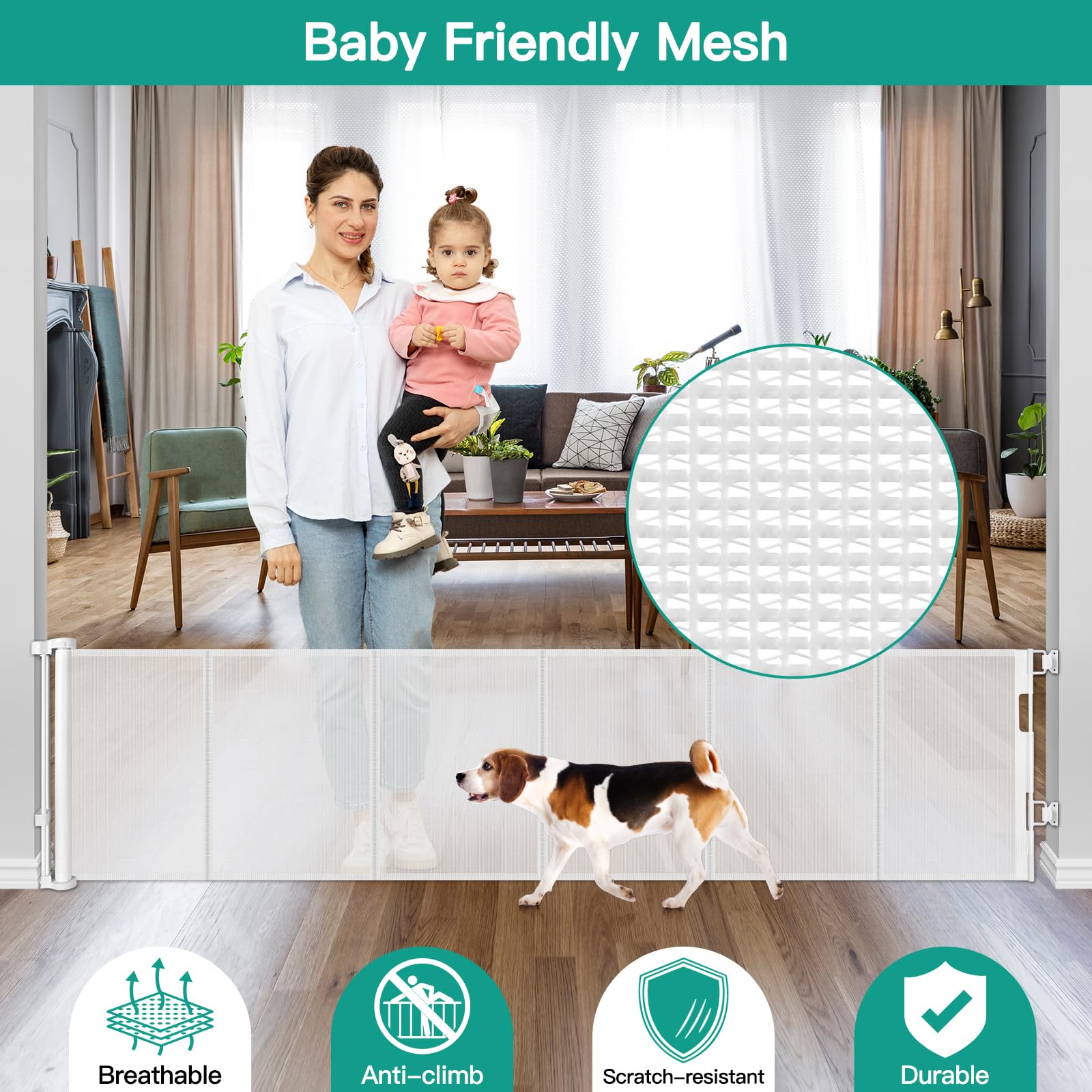 Borthmiu indoor-outdoor gate fits doorways, stairs, and balconies