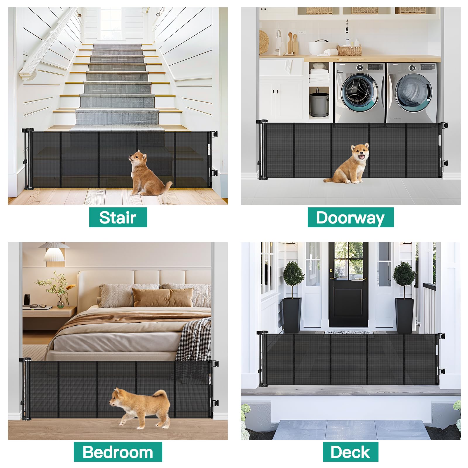Borthmiu indoor/outdoor gate suitable for doorways, stairs, decks and more.