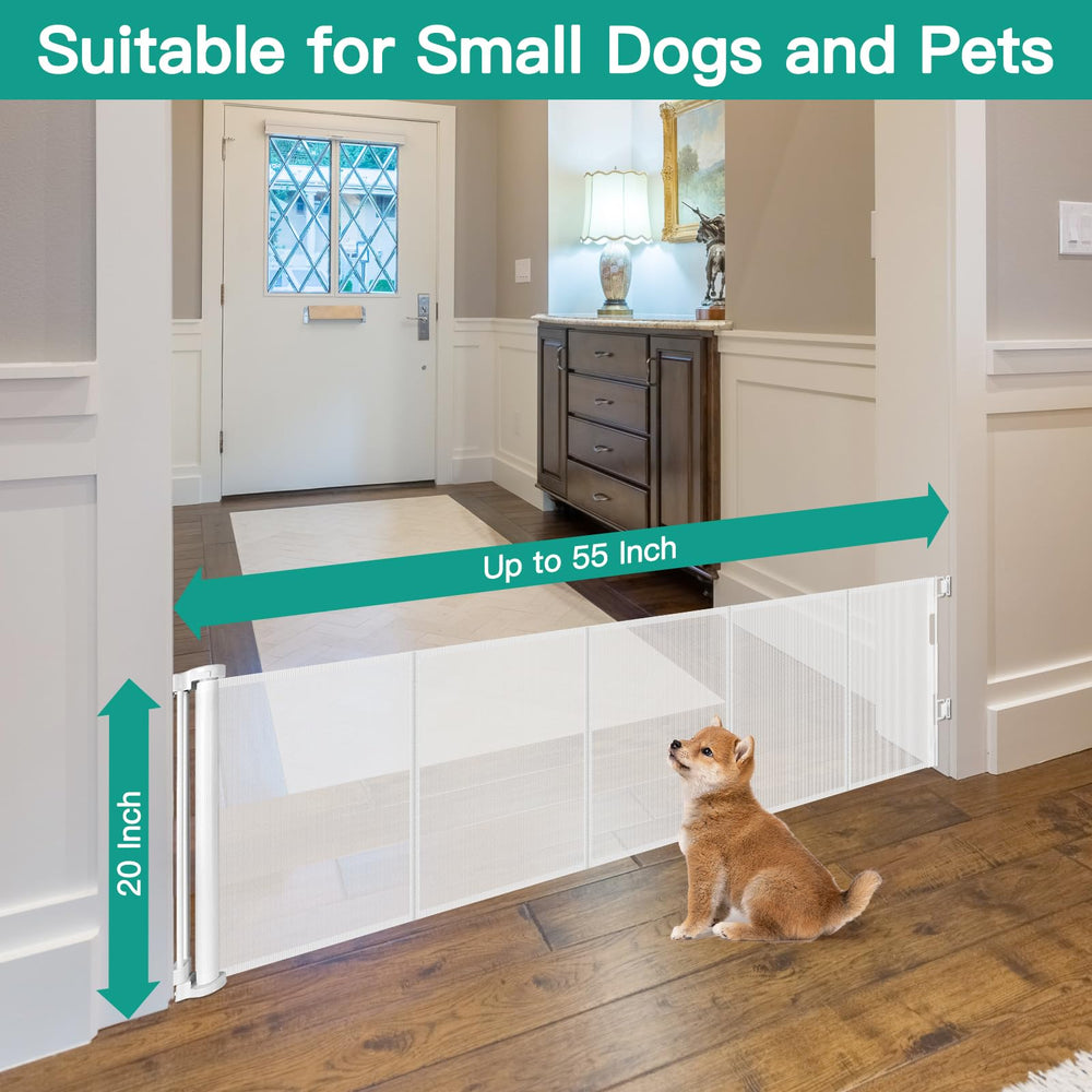 Borthmiu retractable gate extended to 55 inches saves space.