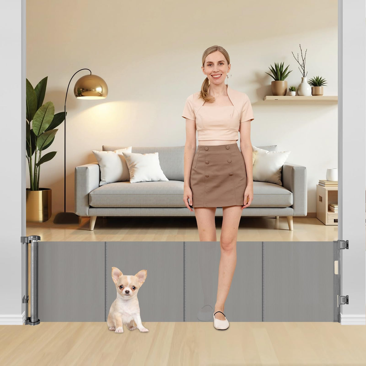 Borthmiu short dog gate 20in tall, easy step over for small pets