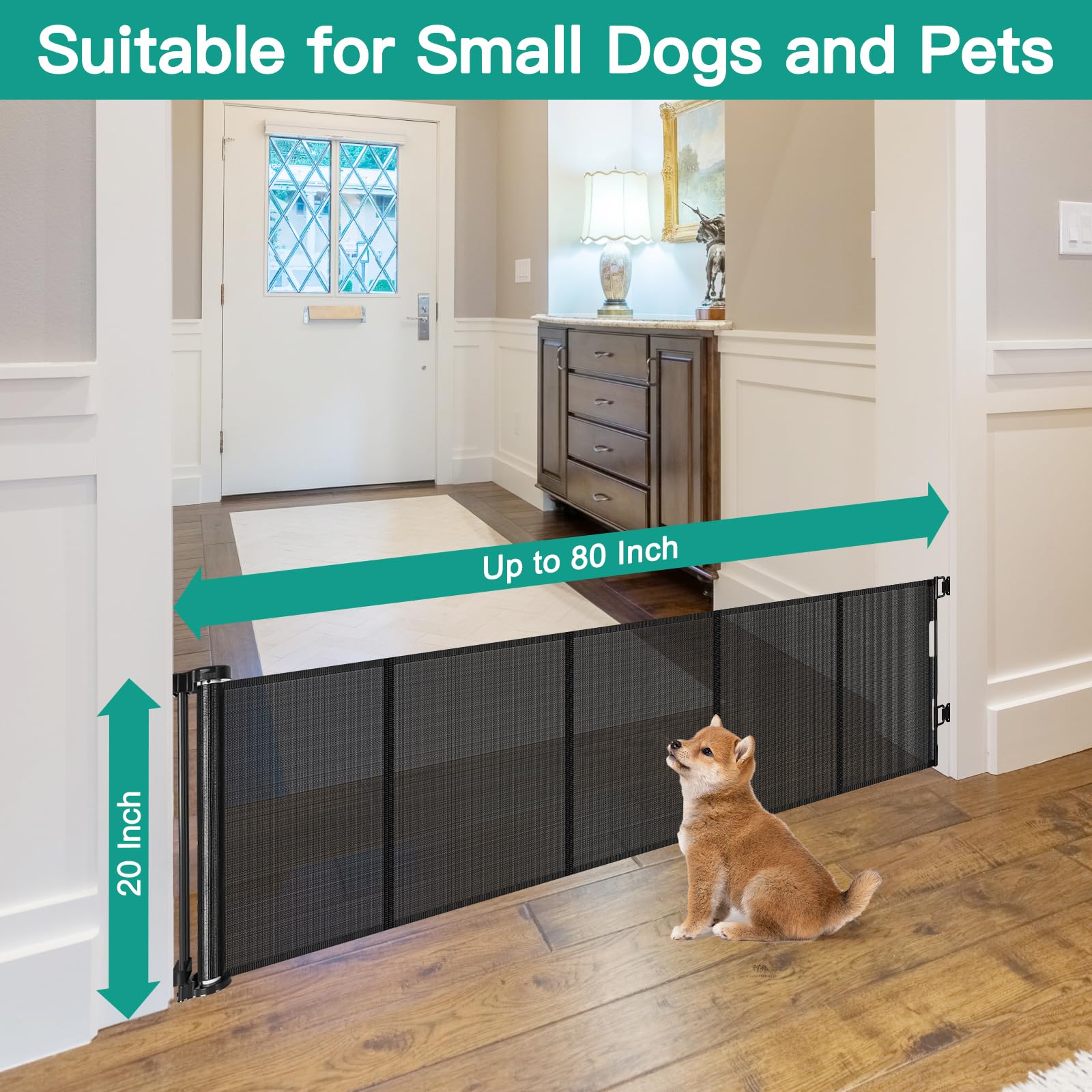 Borthmiu step-over gate placed in a doorway for pets.