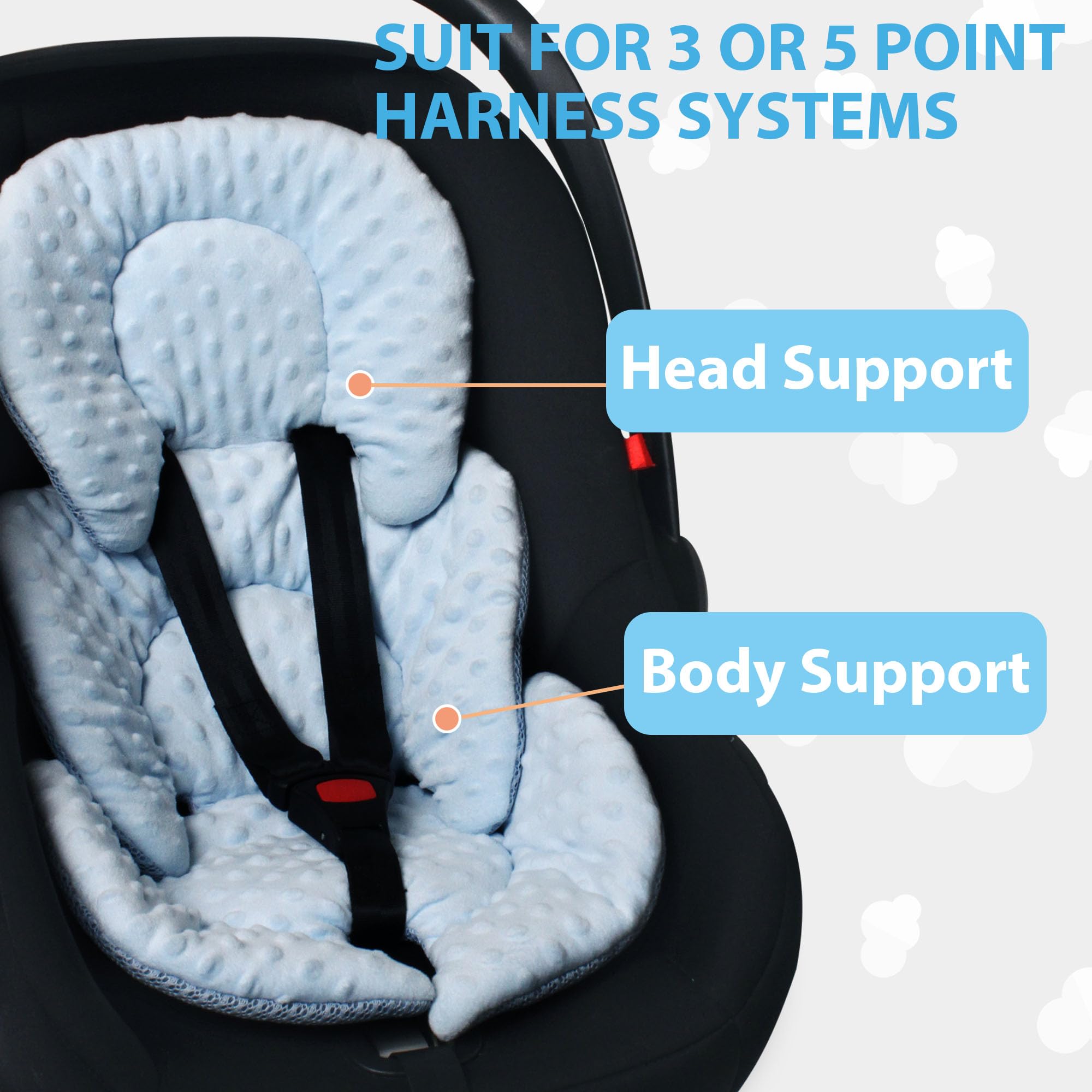 Boryokun side view demonstrates slim profile that fits car seats and strollers