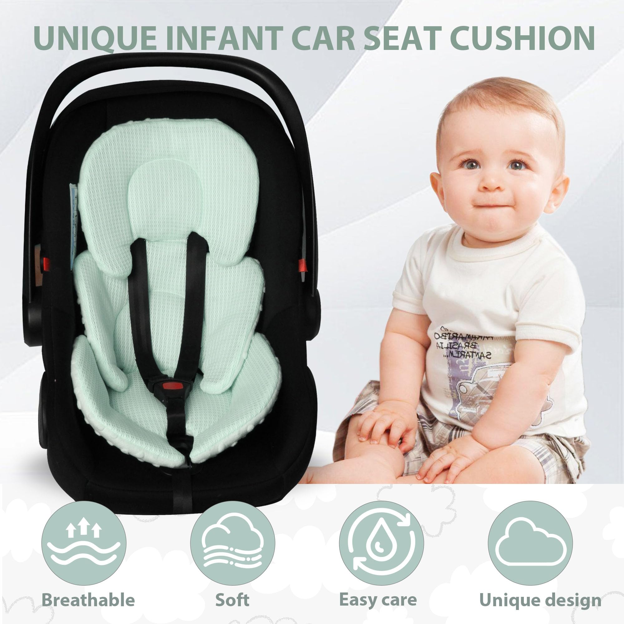 Boryokun car seat insert compatible with 3 and 5 point harness systems.