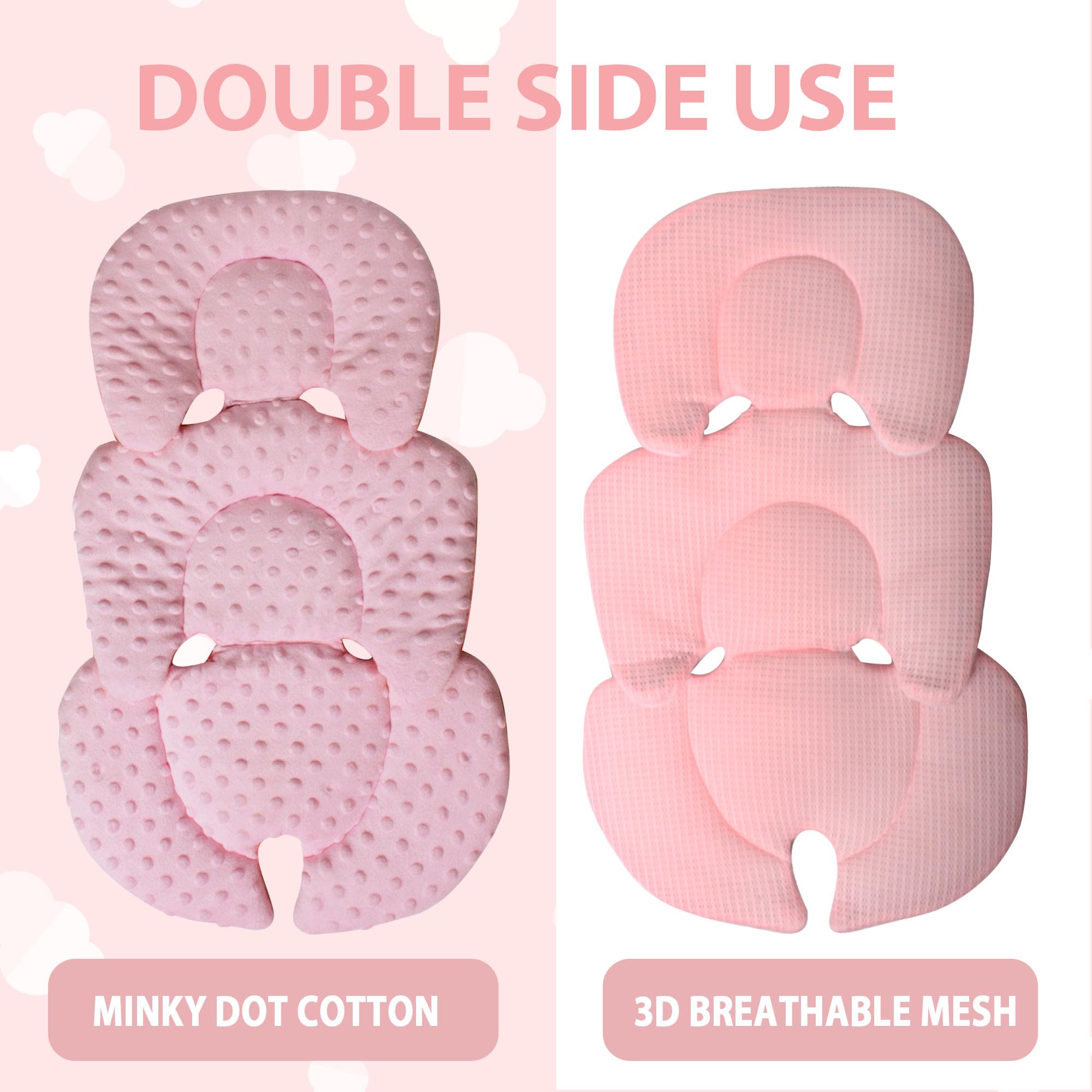 Boryokun insert back with 3D air mesh keeps baby cool and sweat-free.