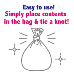 BOS bags demonstrate tie-knots easy-use feature for secure disposal.