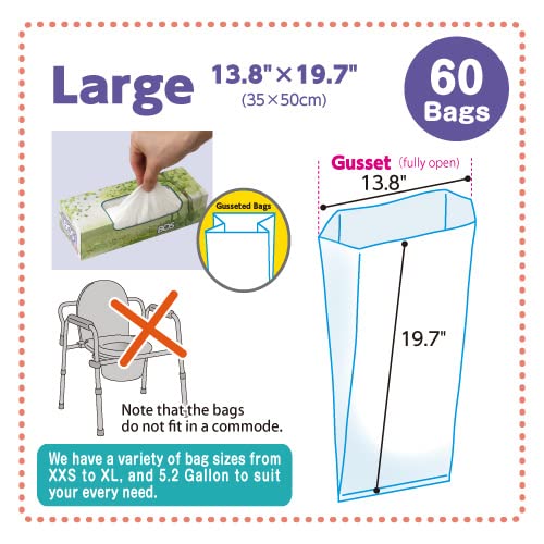 Stacked BOS bags in dispenser highlight easy, mess-free dispensing.