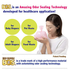 BOS Amazing Odor Sealing Bags unscented for diaper disposal odor containment.