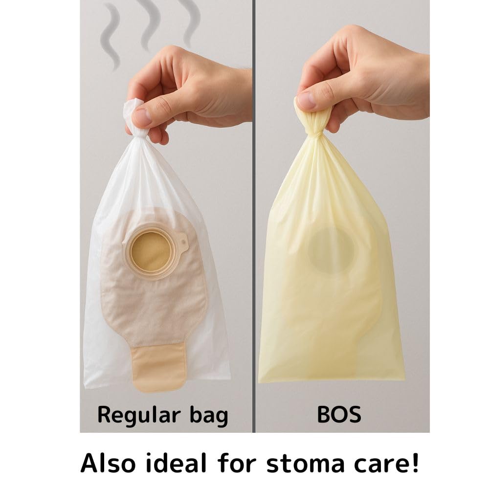 BOS Amazing Odor Sealing Bags in a compact dispensing box for quick access.
