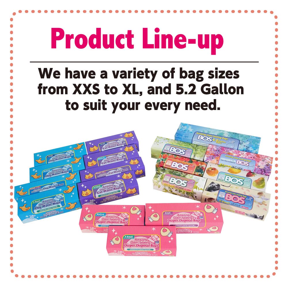BOS bags designed for diaper disposal with secure seals.