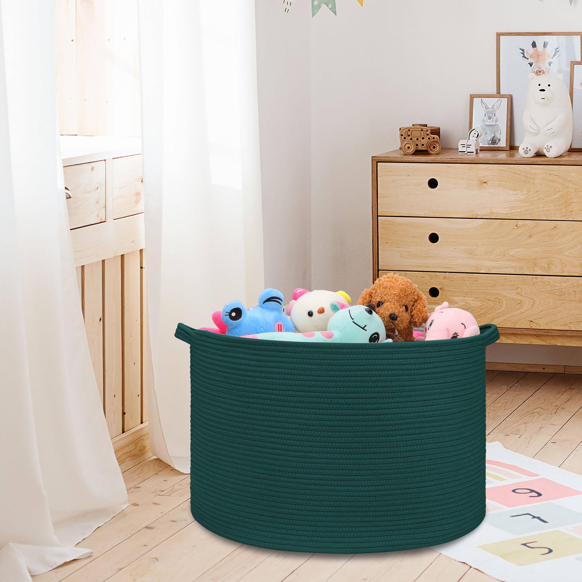 BOSROTY baby nursery storage basket made from safe cotton rope.