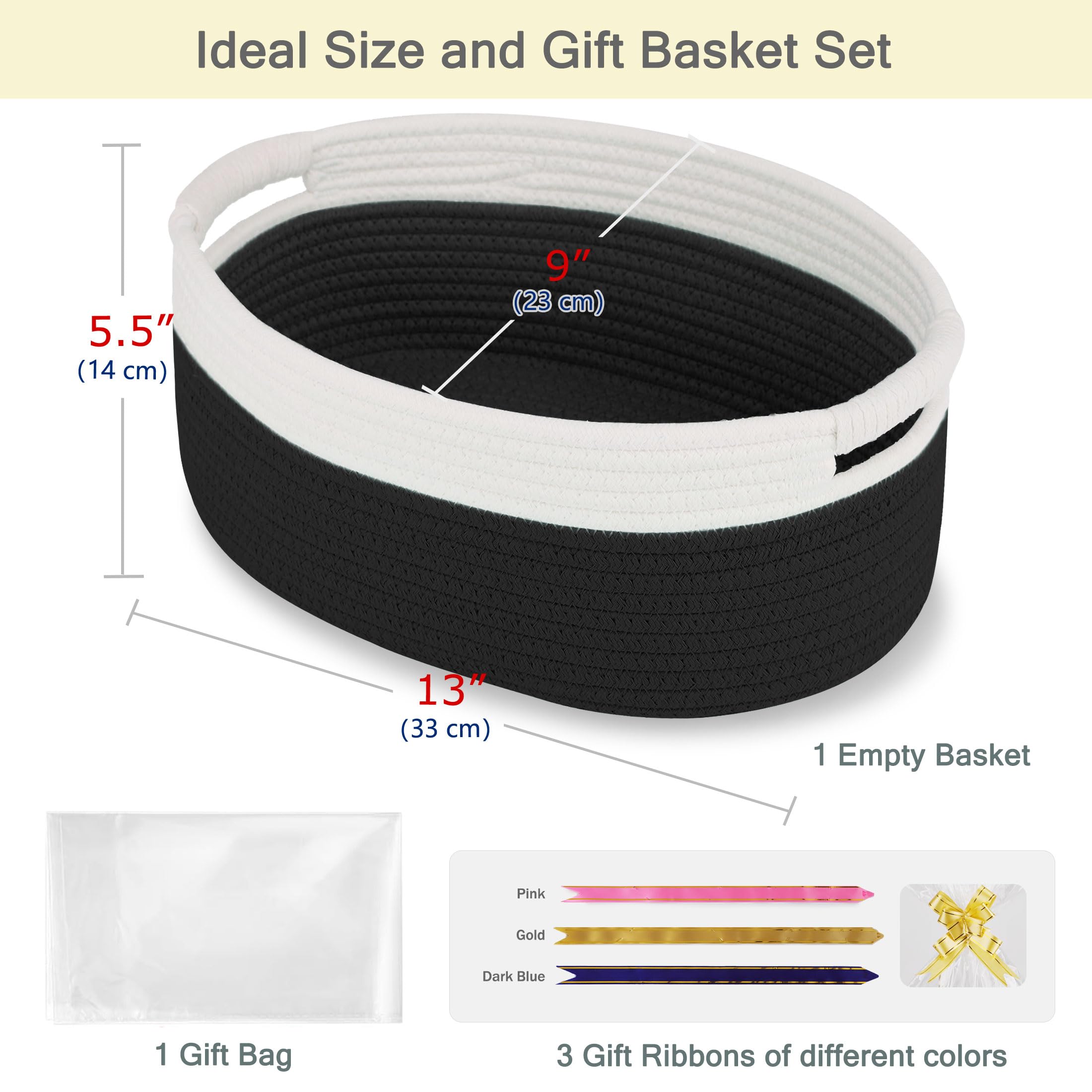 BOSROTY basket with ribbons and clear cellophane for chic gift wrapping.