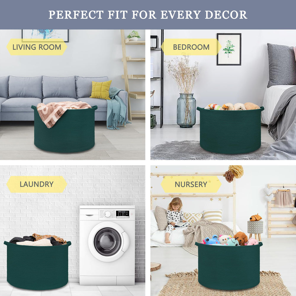 BOSROTY blanket basket unfolded highlights versatile storage in a modern home.