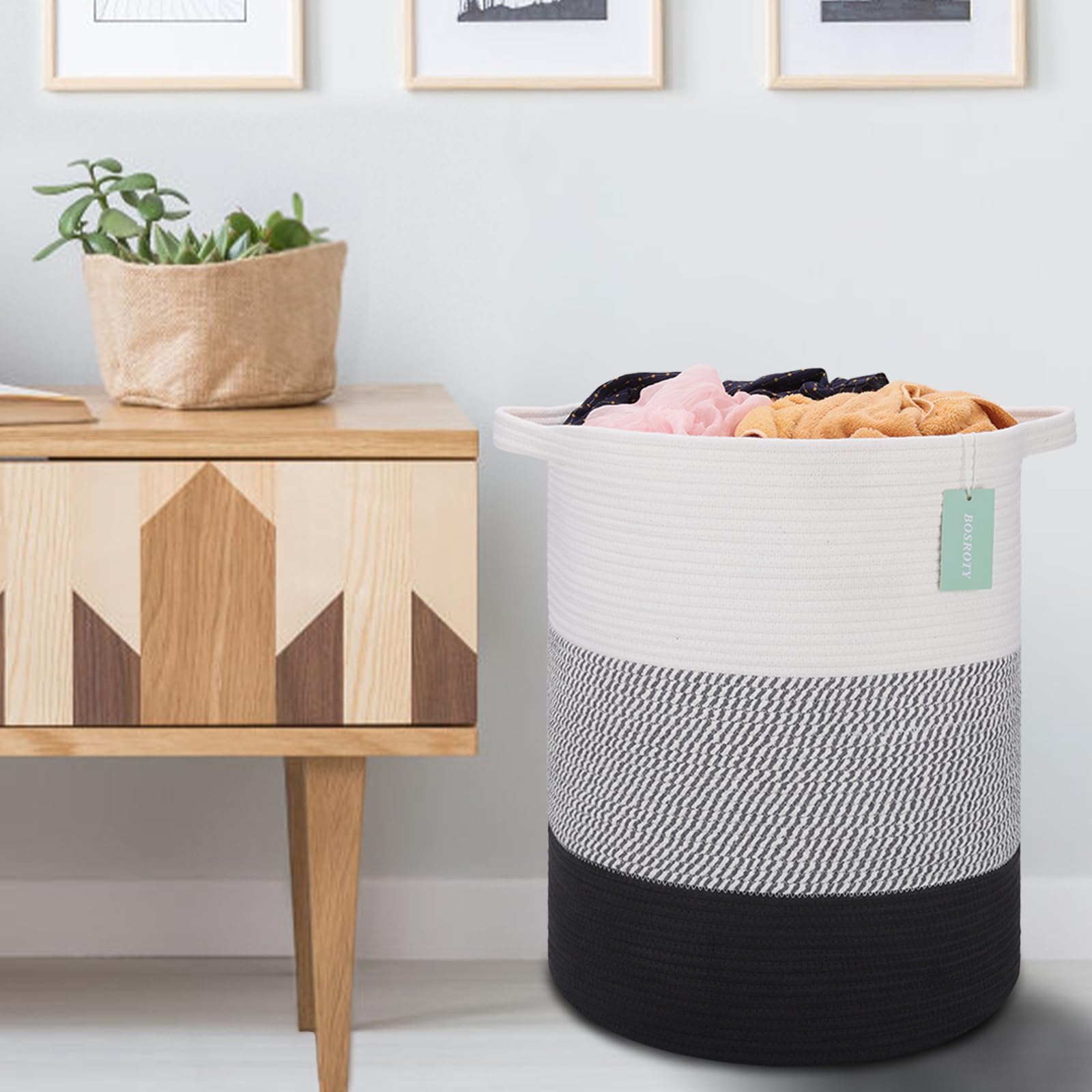 BOSROTY blanket and pillow storage basket doubles as cozy decor