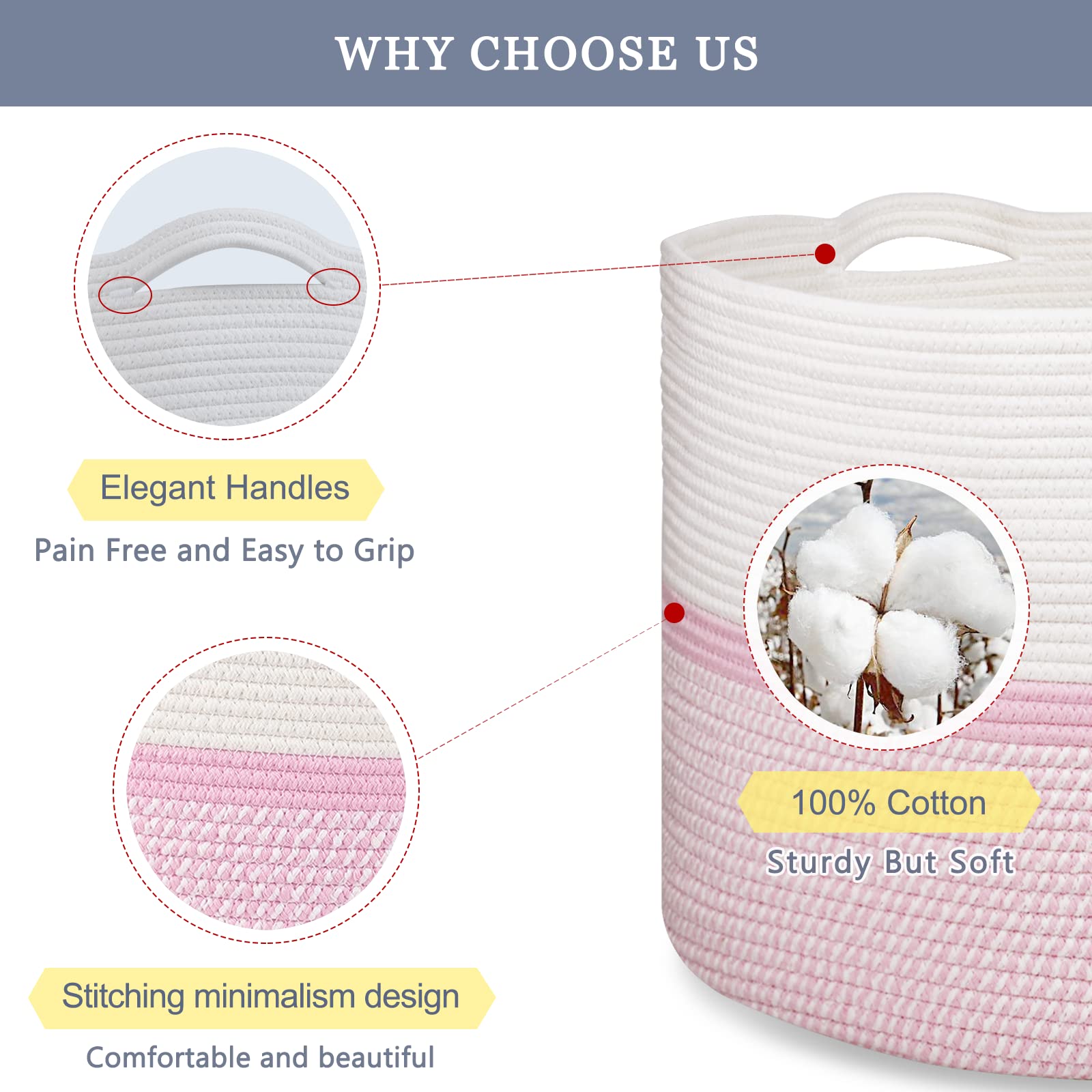 BOSROTY blanket storage basket keeps throws neatly organized