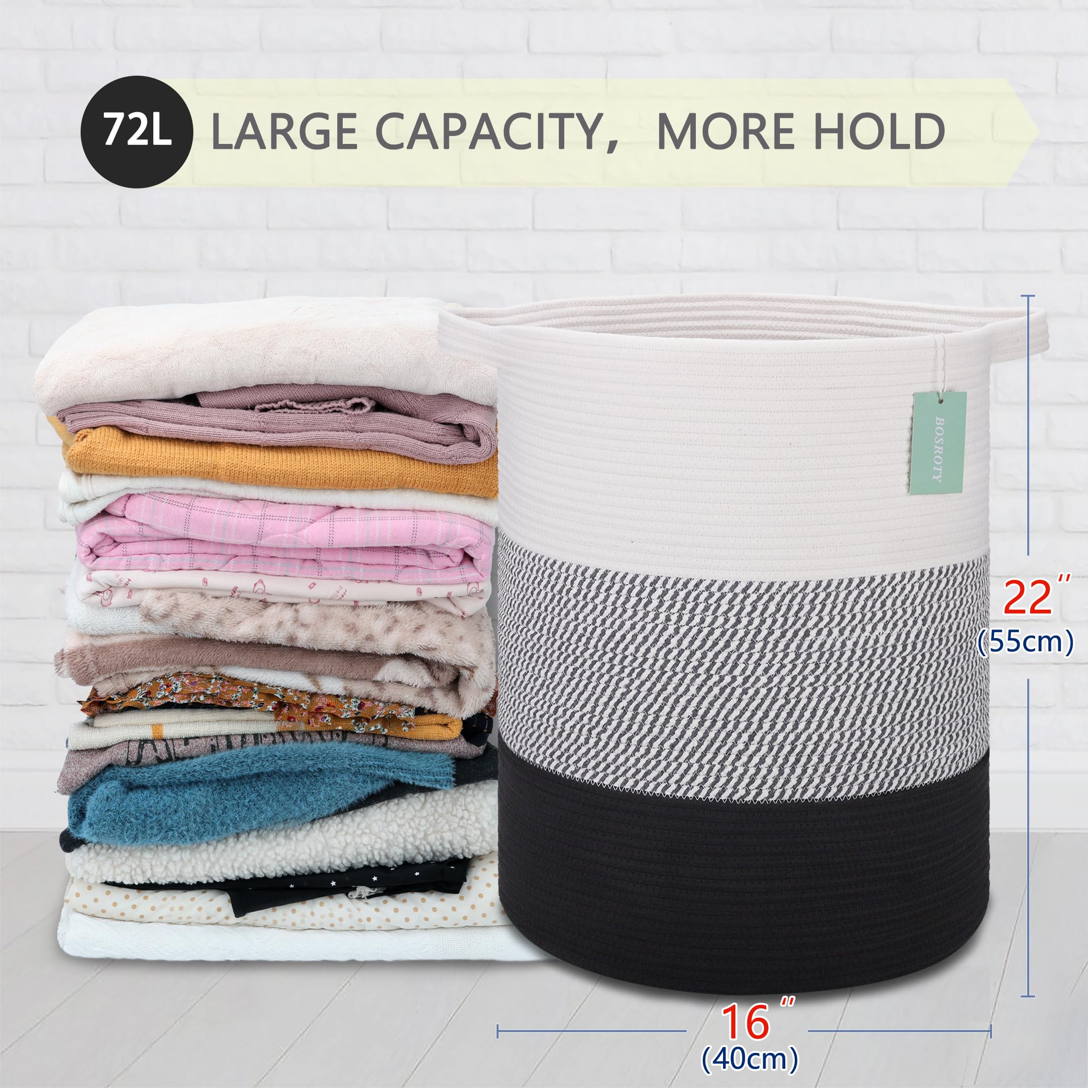 BOSROTY cotton rope basket offers safe storage for kids essentials