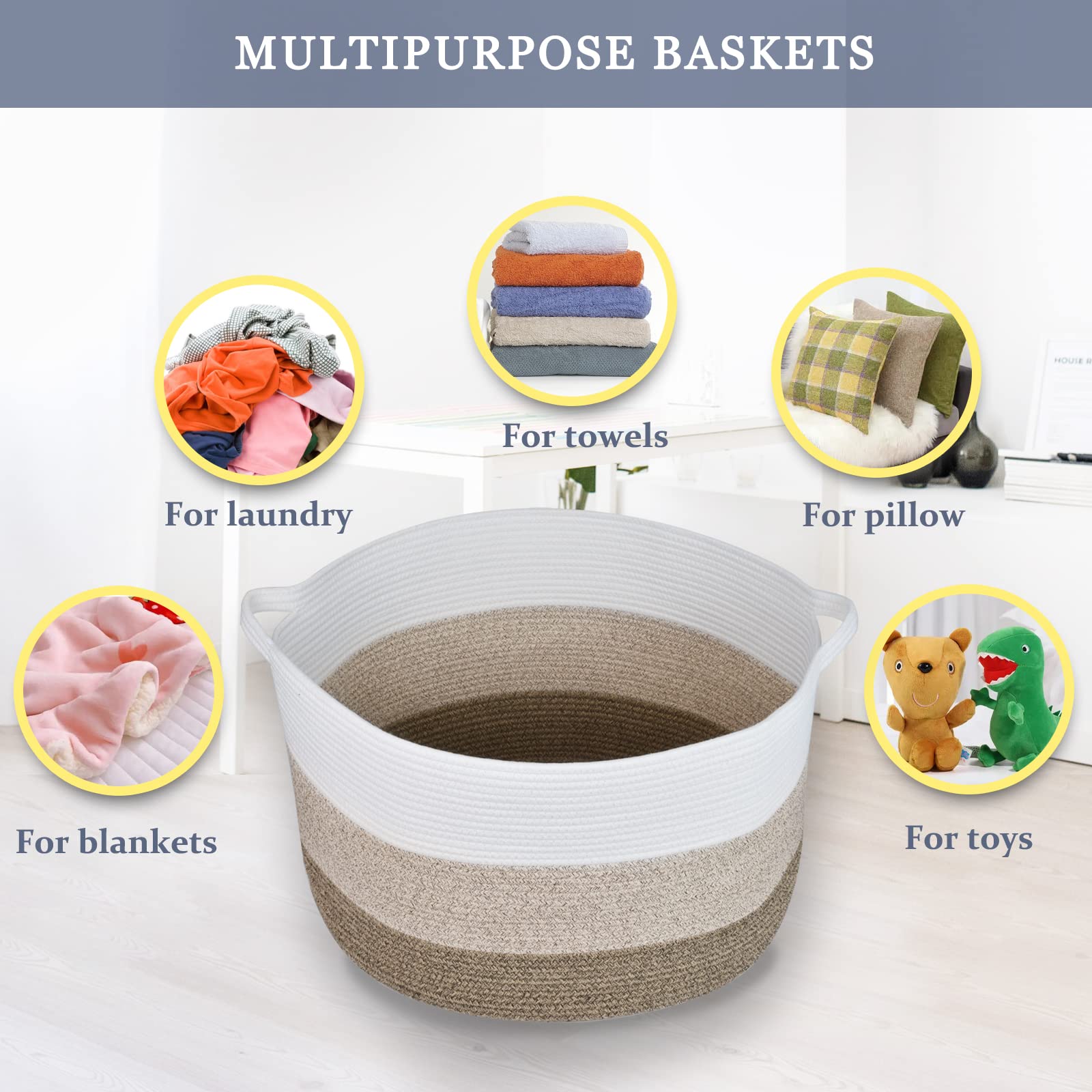 BOSROTY cotton rope material offers soft texture and durable use.