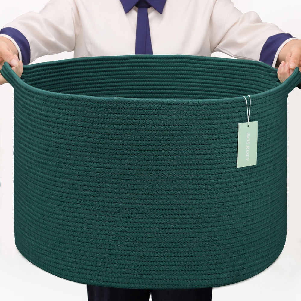 BOSROTY extra-large basket close-up weave shows premium cotton rope and durability.