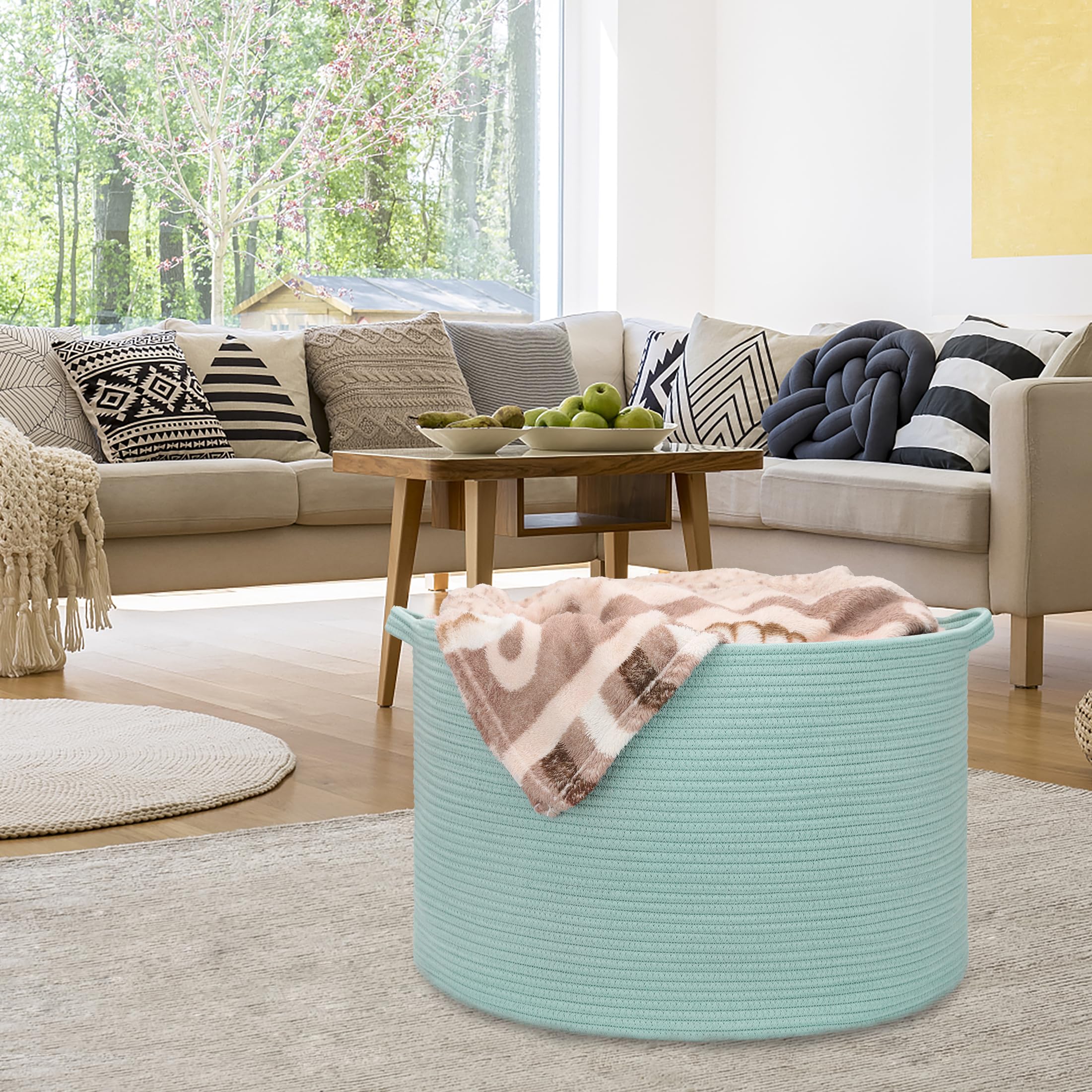 BOSROTY extra large basket filled with towels demonstrates laundry storage