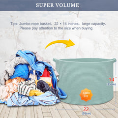 BOSROTY extra large basket open top with soft cotton rope