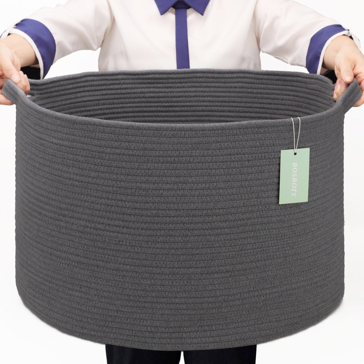 BOSROTY extra-large blanket basket top view ideal for organizing bulky blankets.