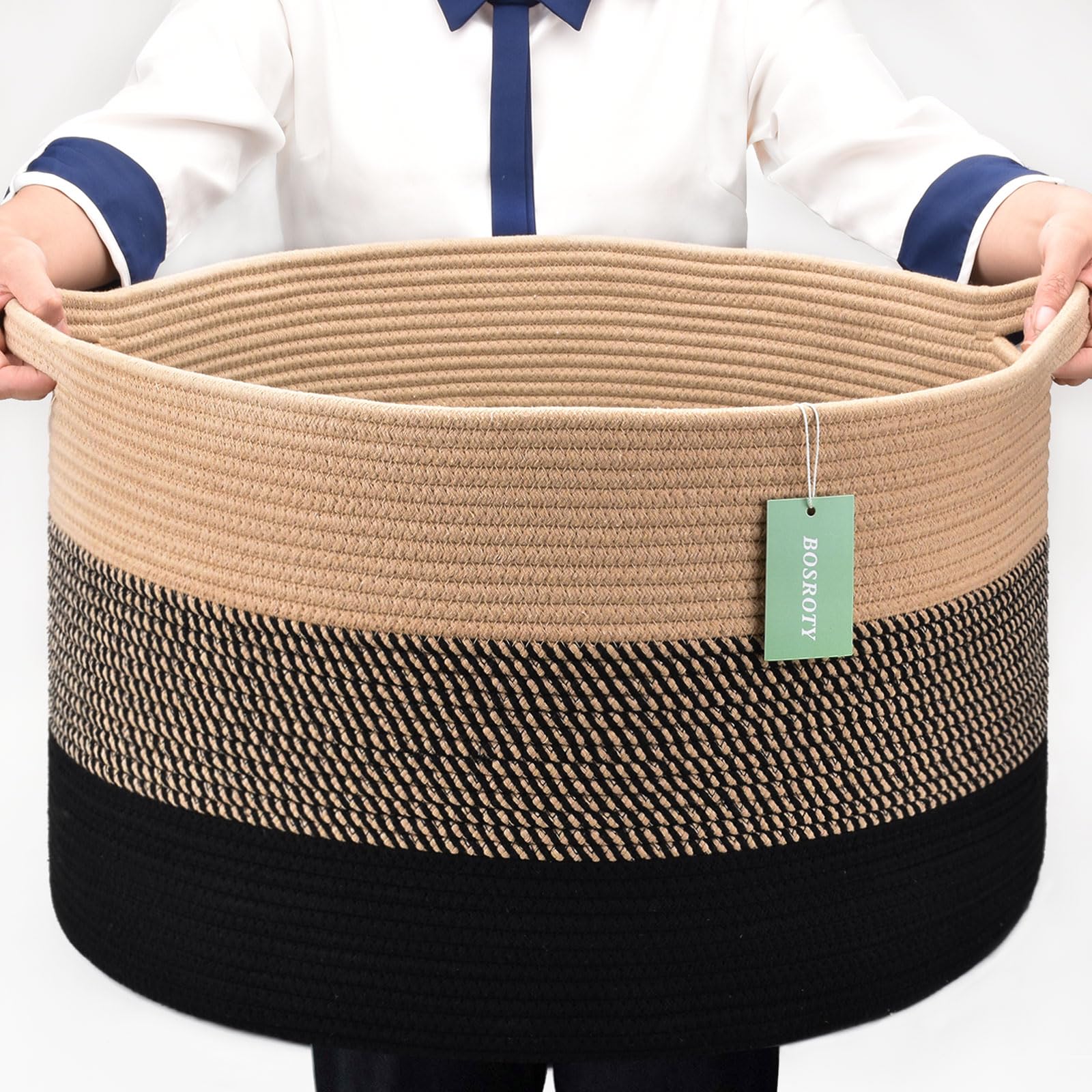 BOSROTY extra-large blanket basket 87L ideal for toy and linen storage in living spaces.