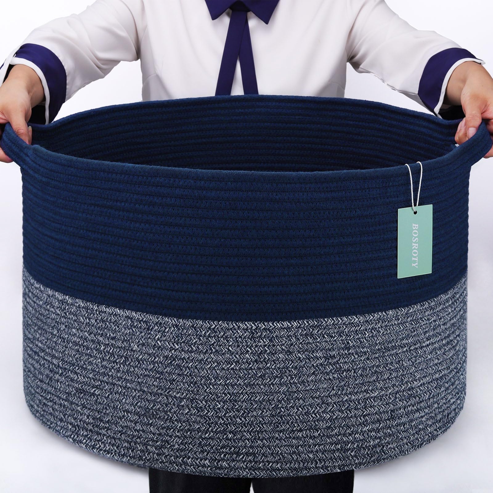 Bosroty extra large blanket basket 87l, ideal for toy and blanket storage.