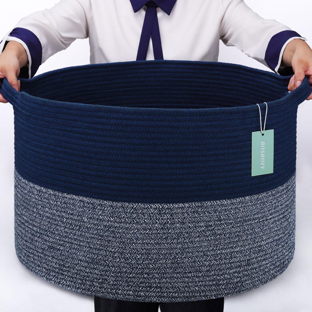 Bosroty extra large blanket basket 87l, ideal for toy and blanket storage.