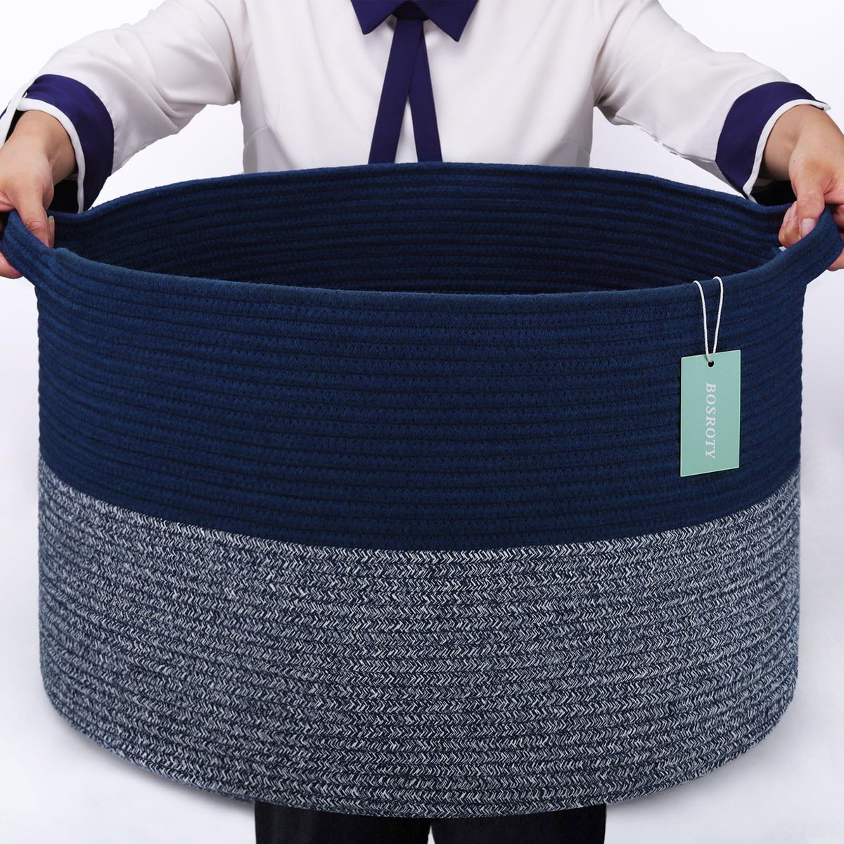Bosroty extra large blanket basket 87l, ideal for toy and blanket storage.