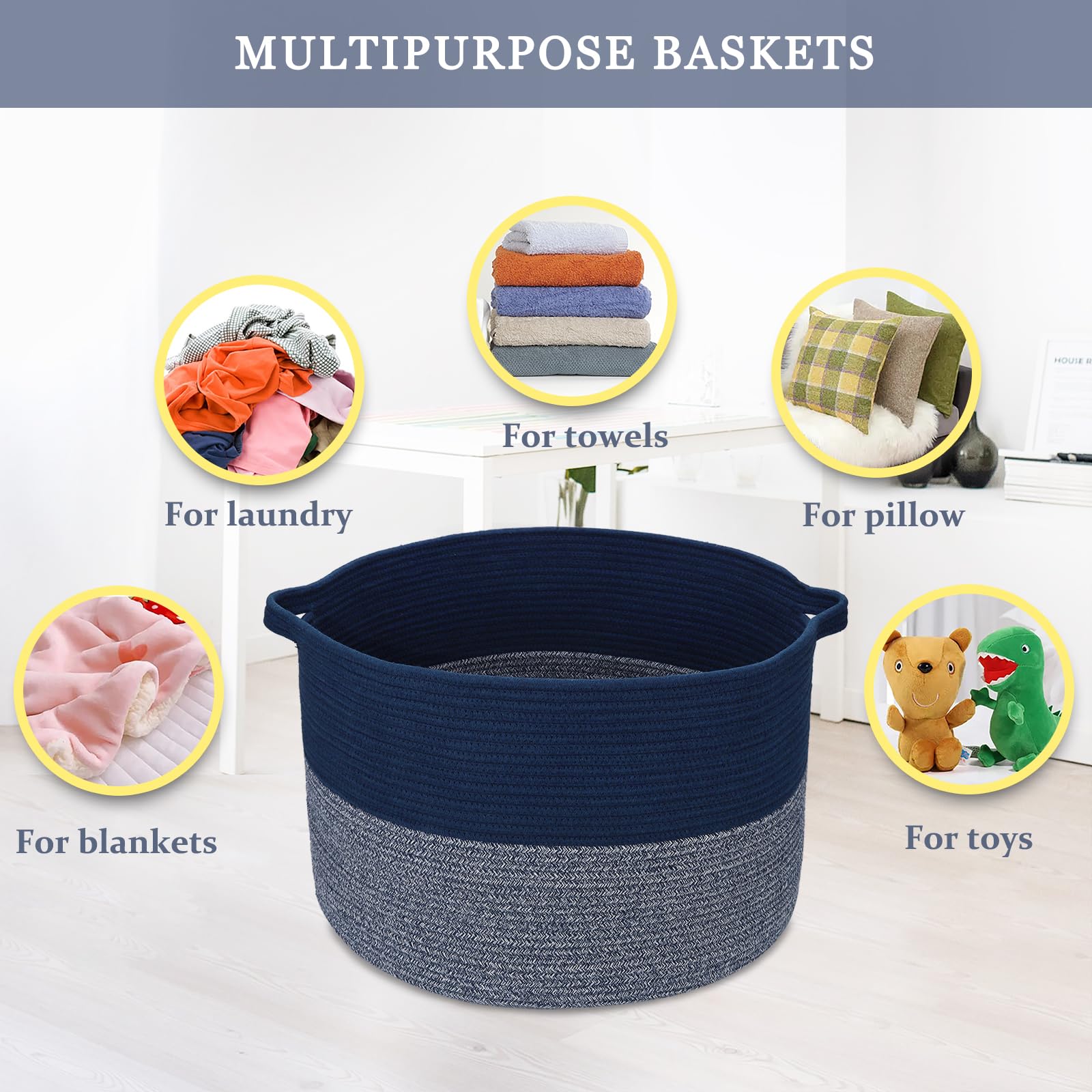 Bosroty foldable blanket basket showing space saving versatility.