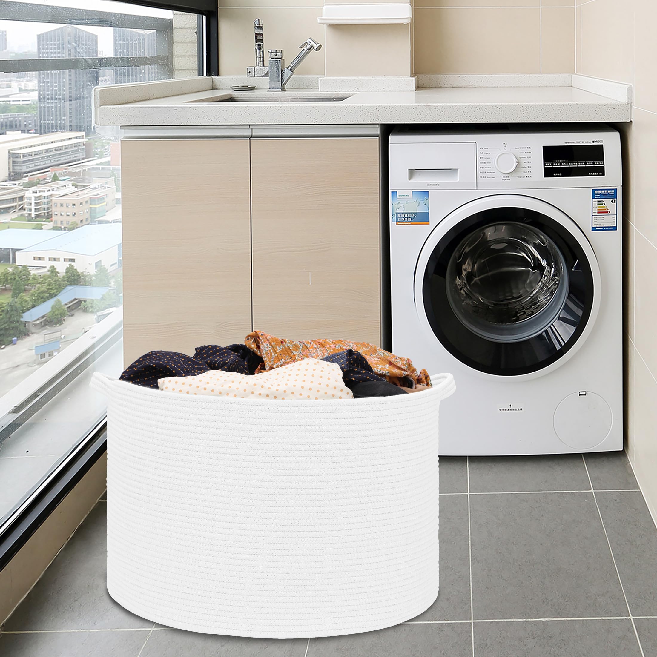 Bosroty foldable laundry hamper shown empty and ready to load.