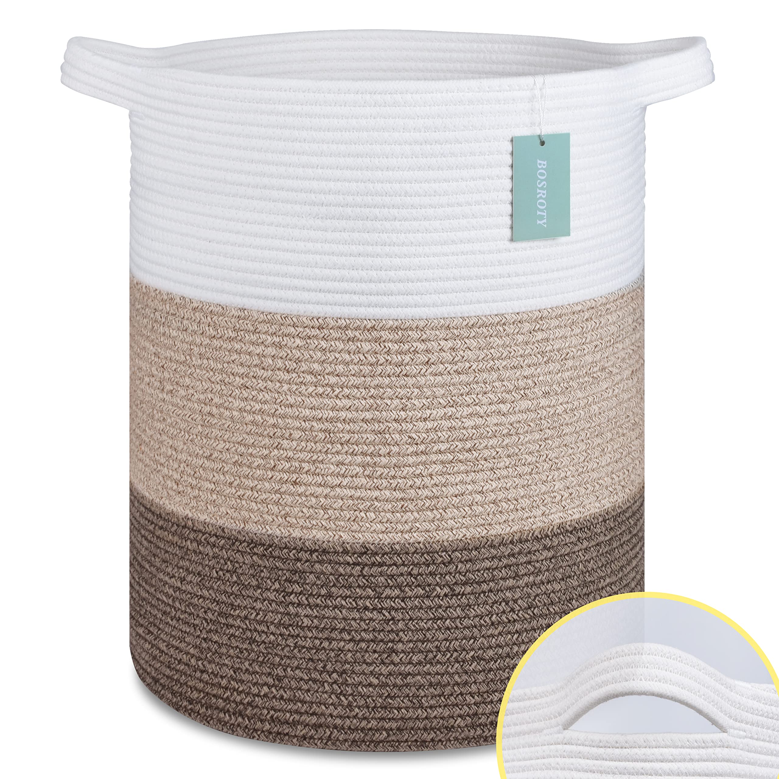 BOSROTY large blanket basket 72L, a stylish storage solution for blankets and toys.