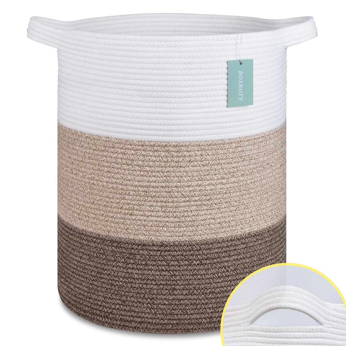 BOSROTY large blanket basket 72L, a stylish storage solution for blankets and toys.