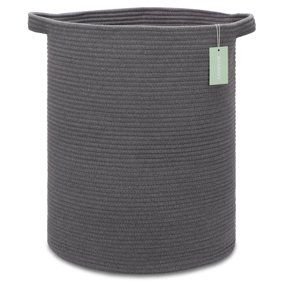 BOSROTY large cotton rope laundry hamper 72L offers ample room for towels and clothes.