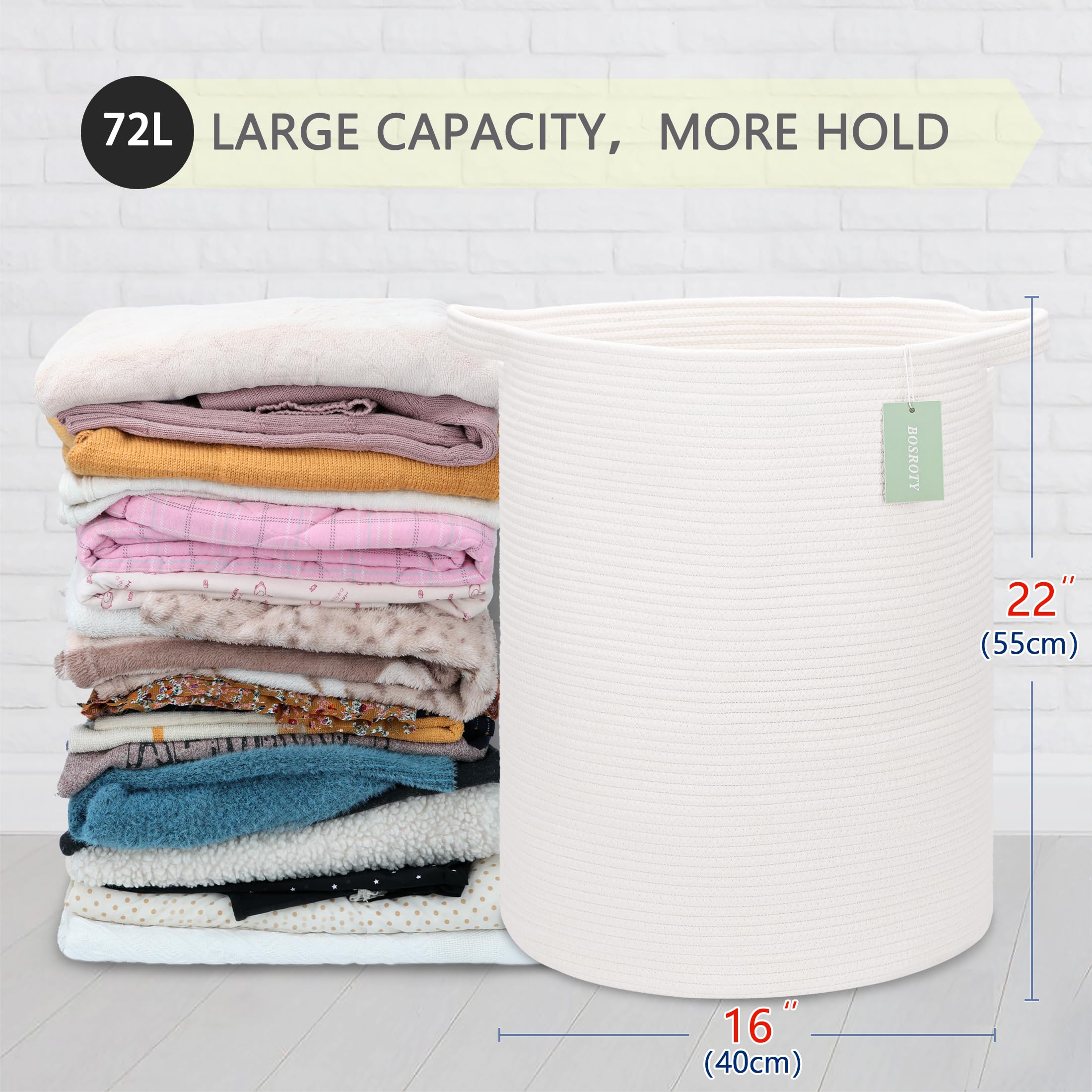 BOSROTY large laundry hamper in bedroom blends storage and decor with soft cotton rope