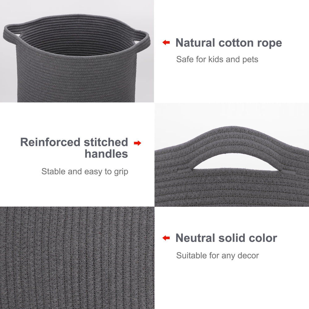 BOSROTY laundry basket with sturdy handles for easy carrying.