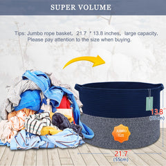 Bosroty laundry hamper navy blue, keeps clothes organized and tidy.