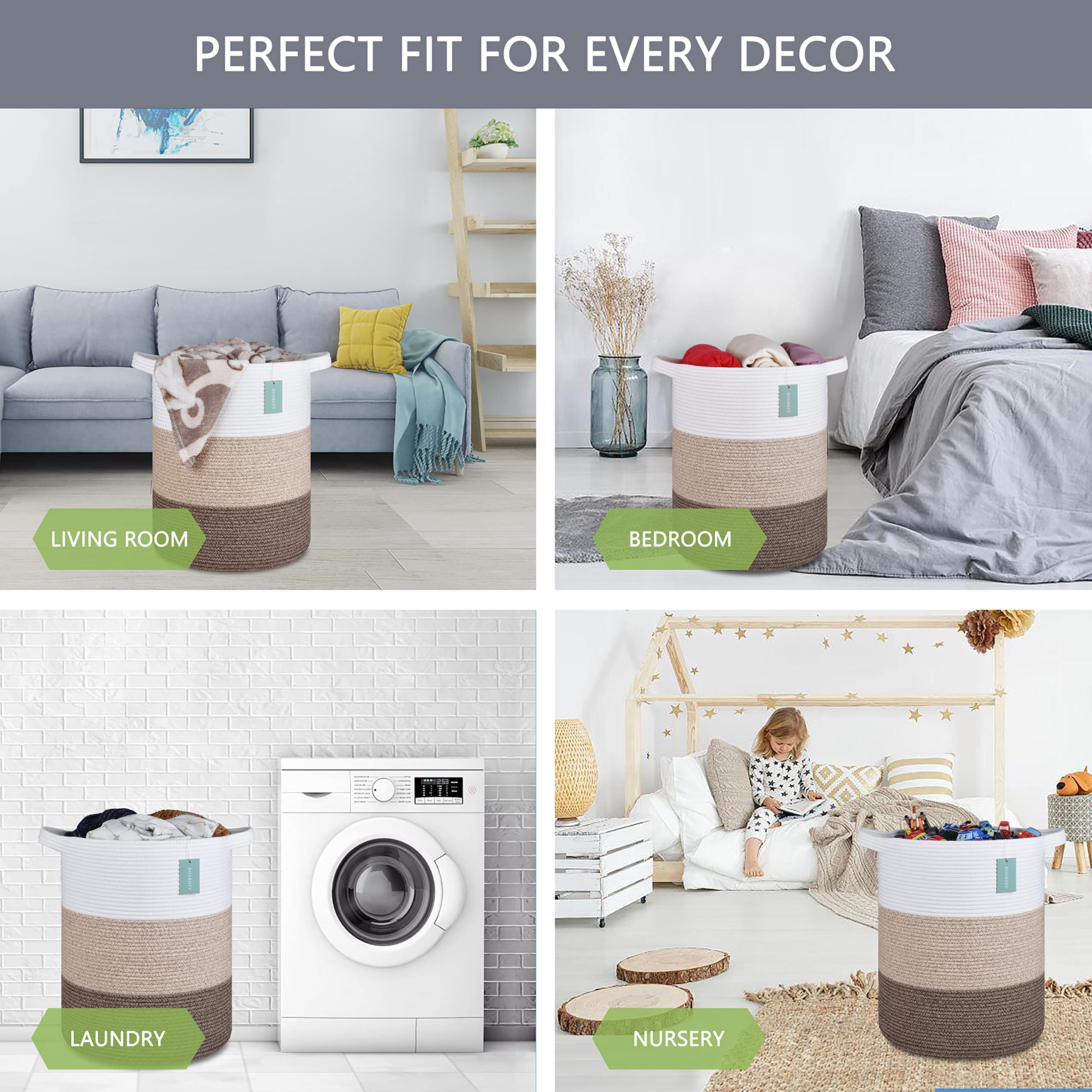 BOSROTY nursery storage hamper highlights tall design for organizing baby essentials.