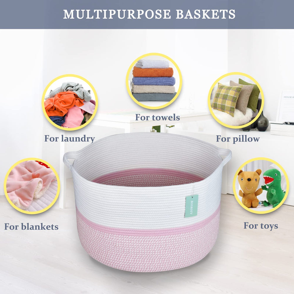 BOSROTY pillow storage basket offers versatile room decor