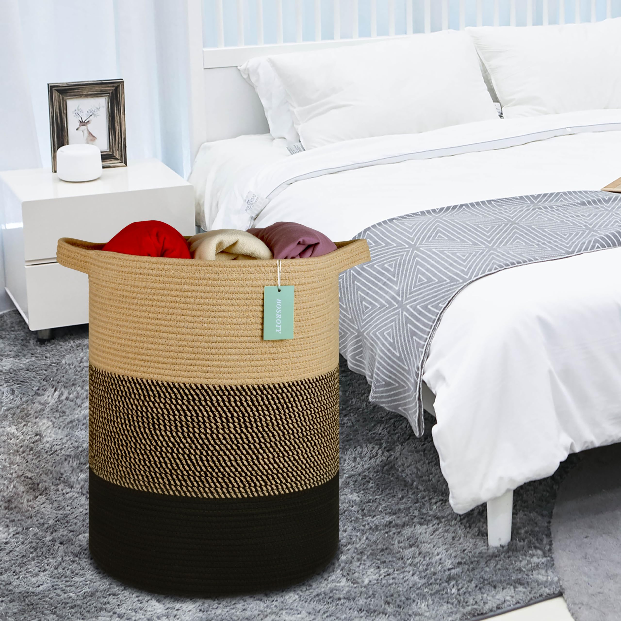Bosroty plant and kid items basket adds decorative organization.