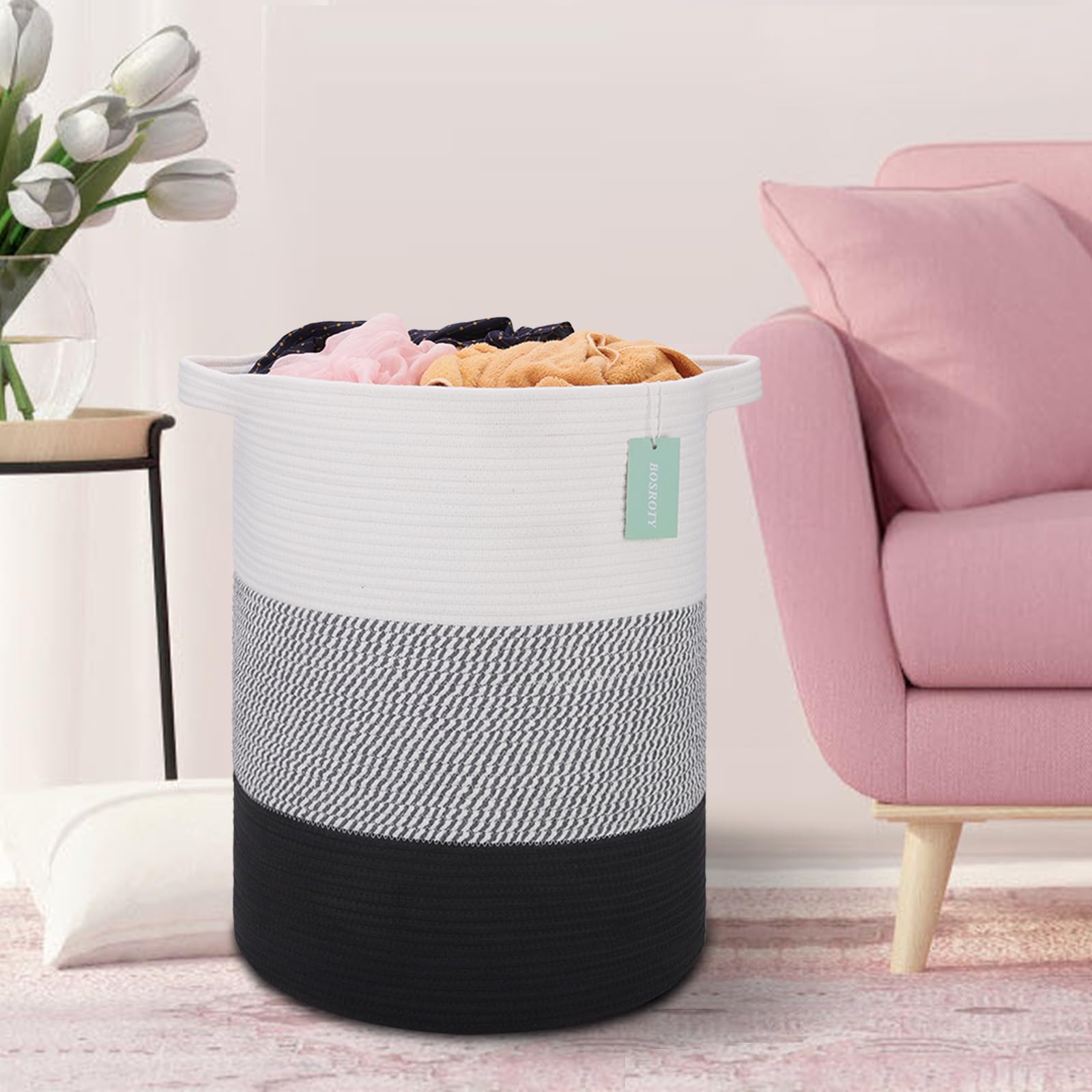 BOSROTY room decor storage basket blends with neutral color scheme
