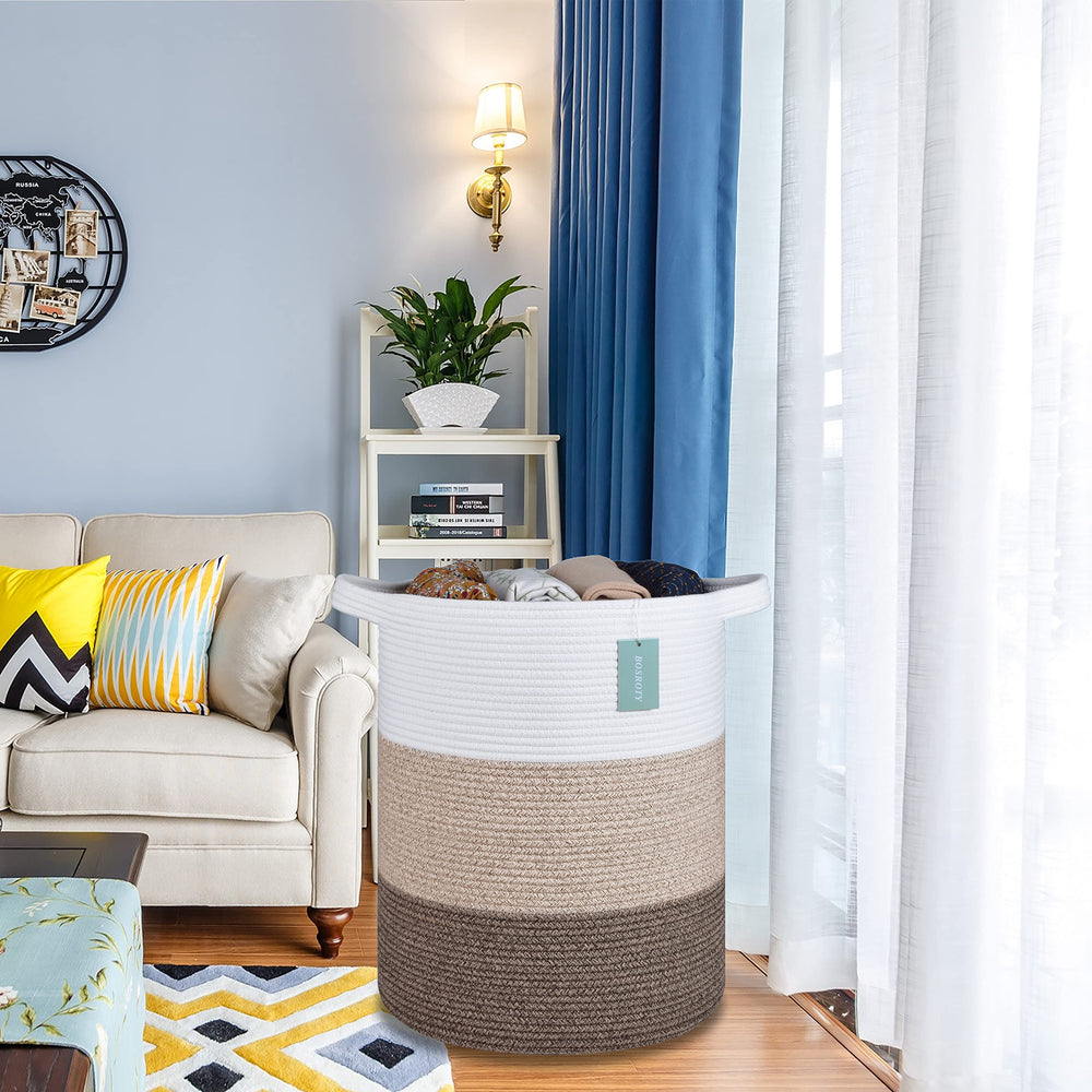 BOSROTY room decor storage basket blends with nursery decor.