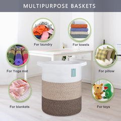 BOSROTY tall laundry basket with reinforced handles for easy carrying.