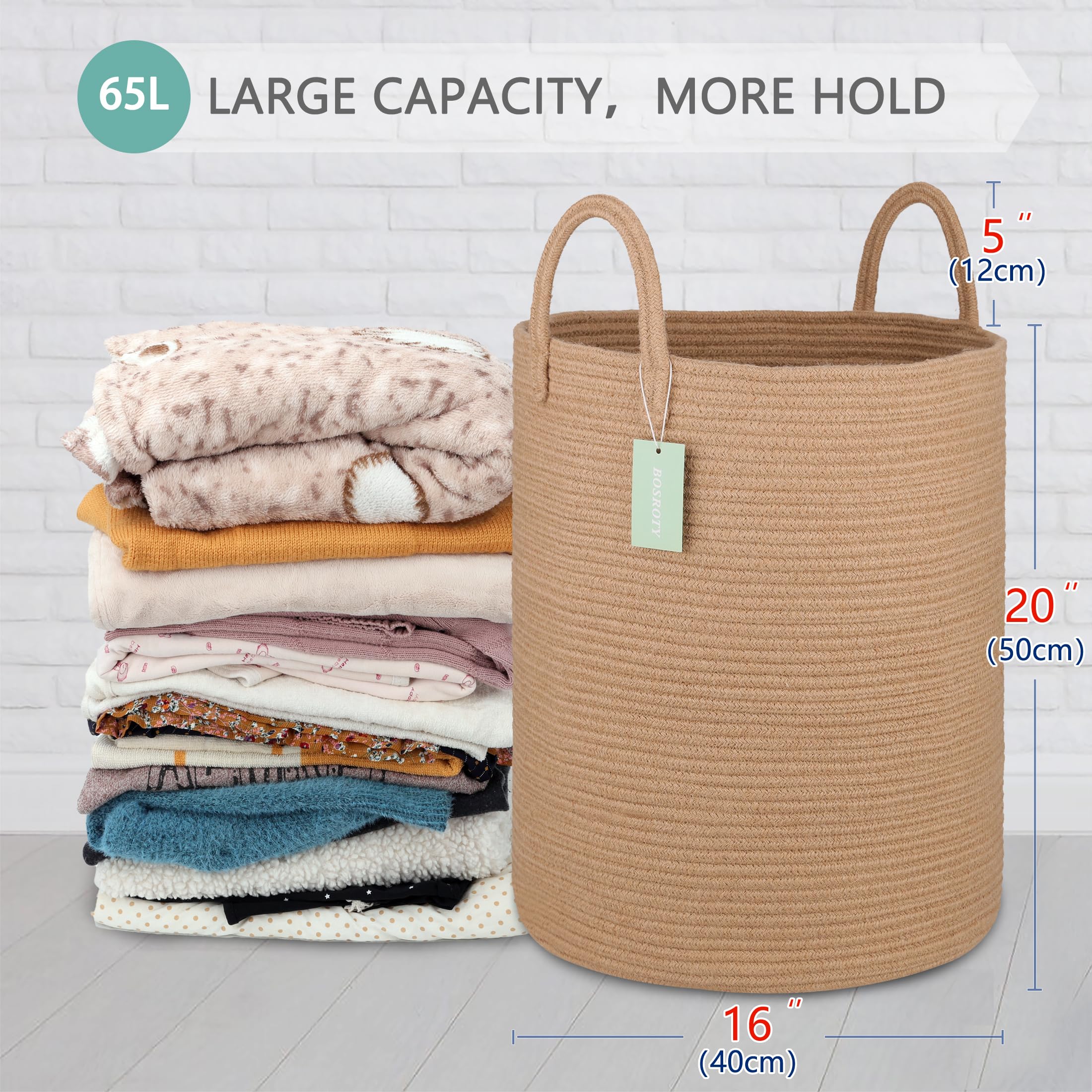 BOSROTY tall rope basket in living room offering spacious storage