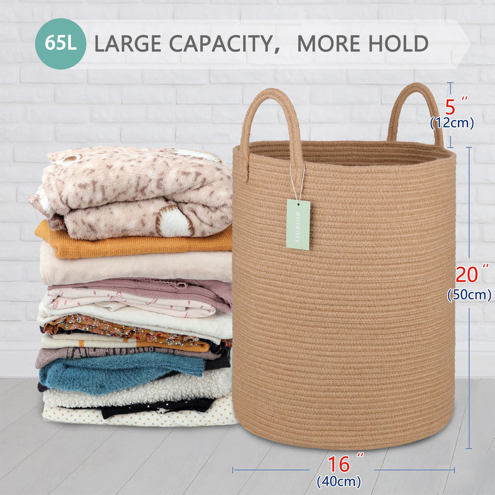 BOSROTY tall rope basket in living room offering spacious storage