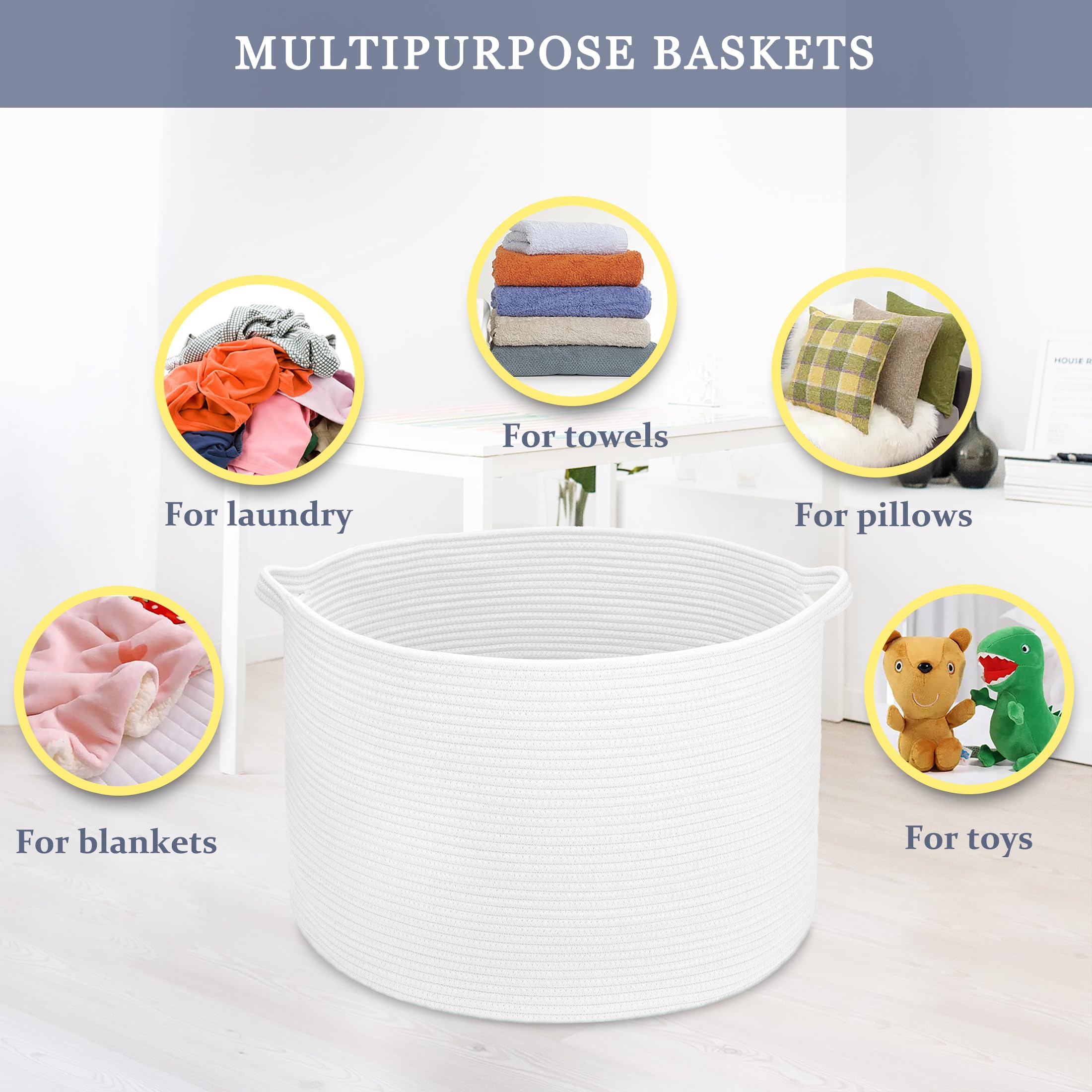 Bosroty white nursery storage basket integrated into a calm nursery space.