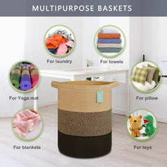 Bosroty woven laundry basket with sturdy handles for carrying heavy loads.