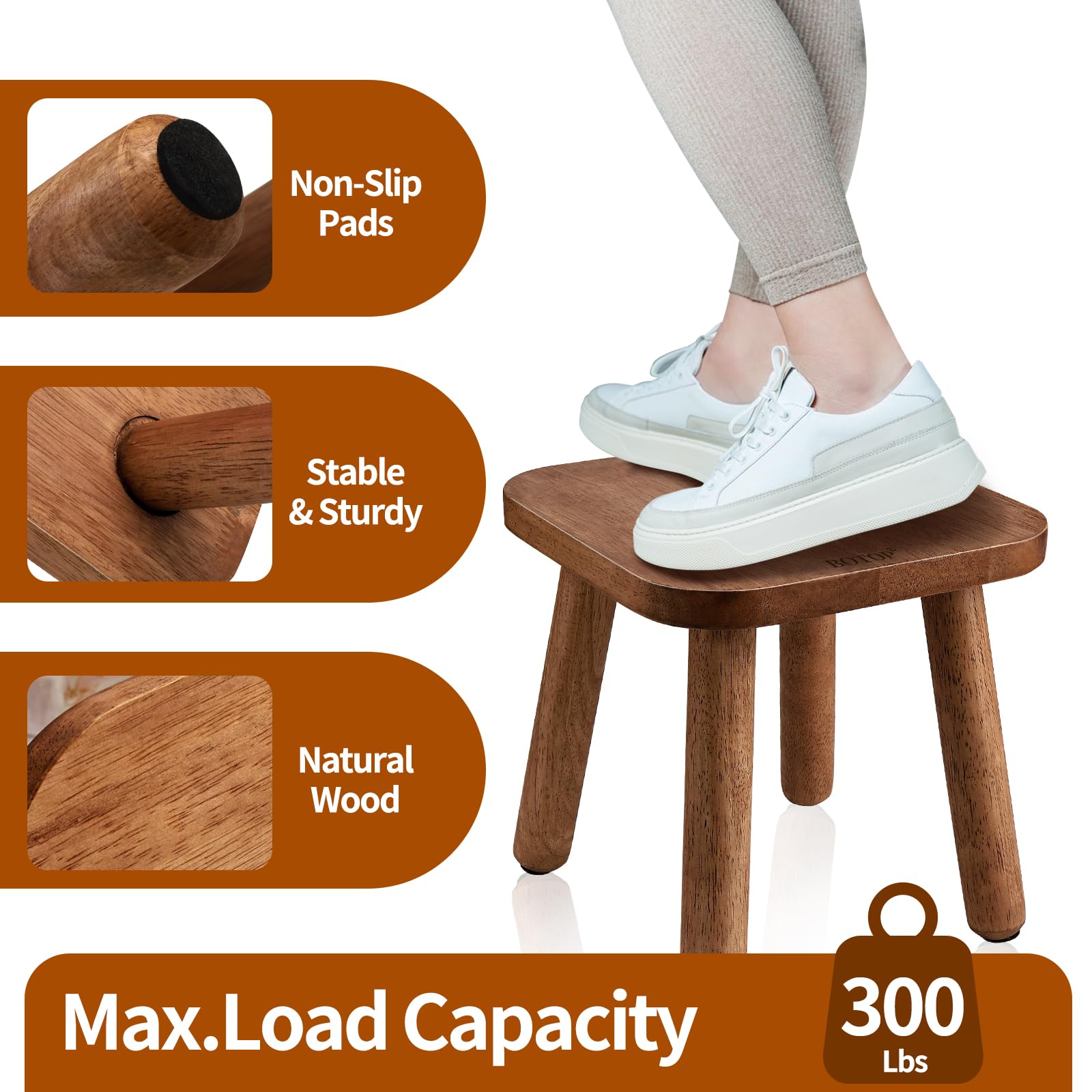 BOTOP durable rubberwood construction supports long-term daily tasks.