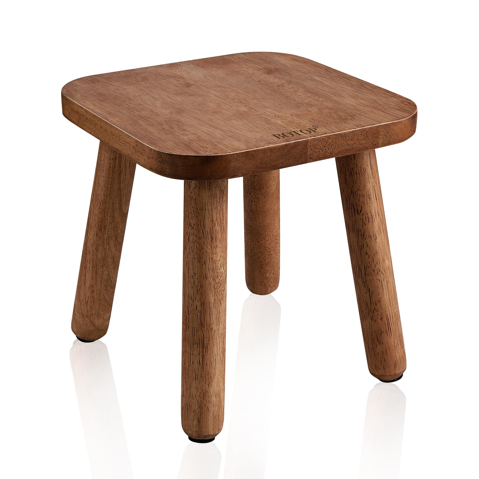 BOTOP small wooden step stool side view highlighting compact design for versatile everyday use.