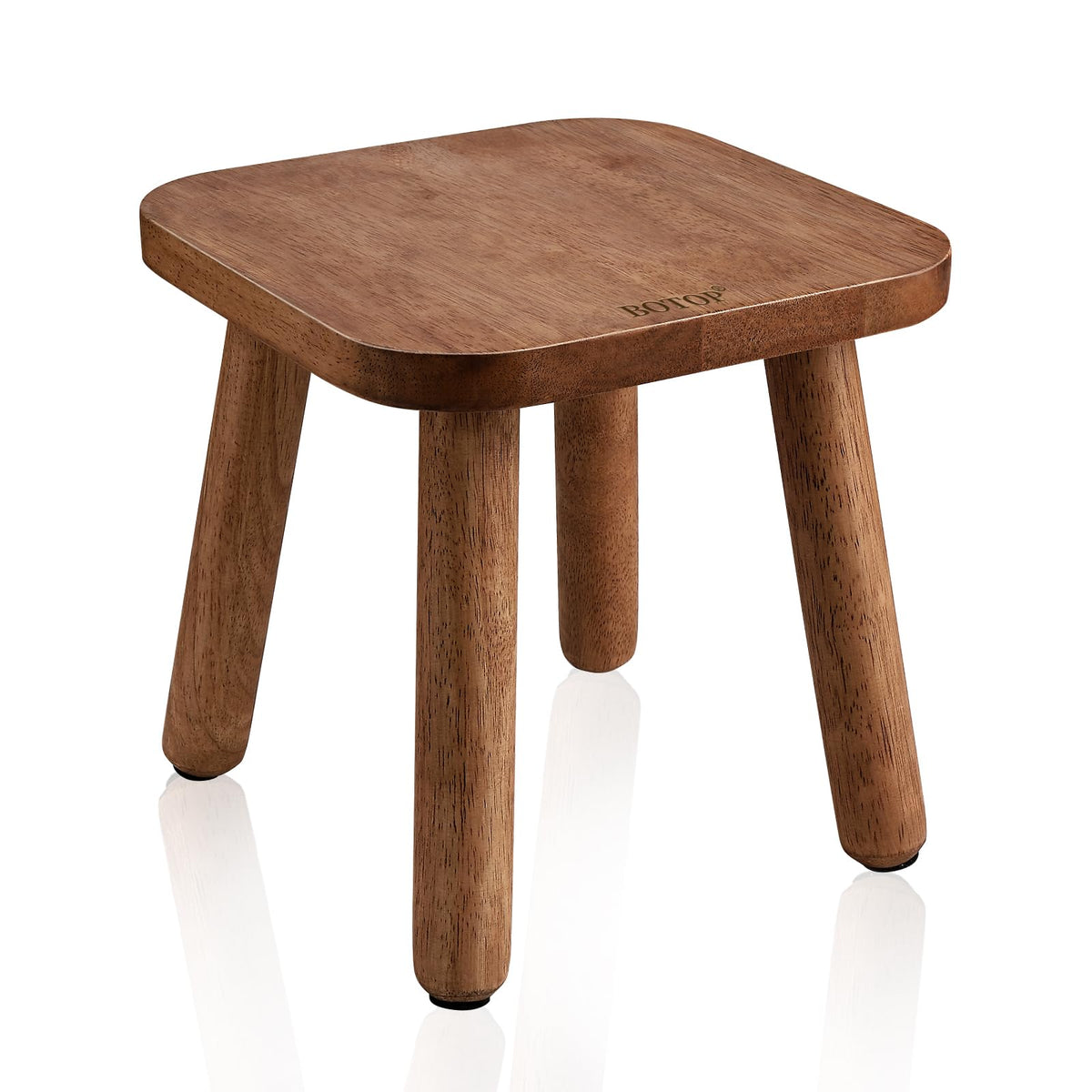 BOTOP small wooden step stool side view highlighting compact design for versatile everyday use.